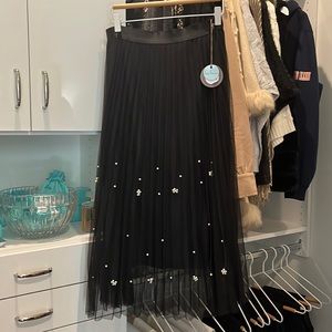 Eva Franco Tulle Skirt with Pearl Detail